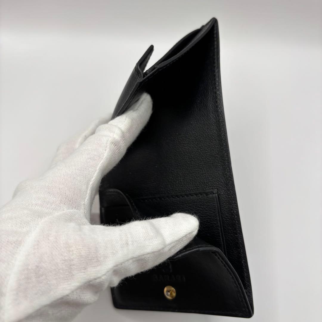 BAHARI コンパクトウォレット　二つ折り財布　ブラック　キャビア　ポリッシュ