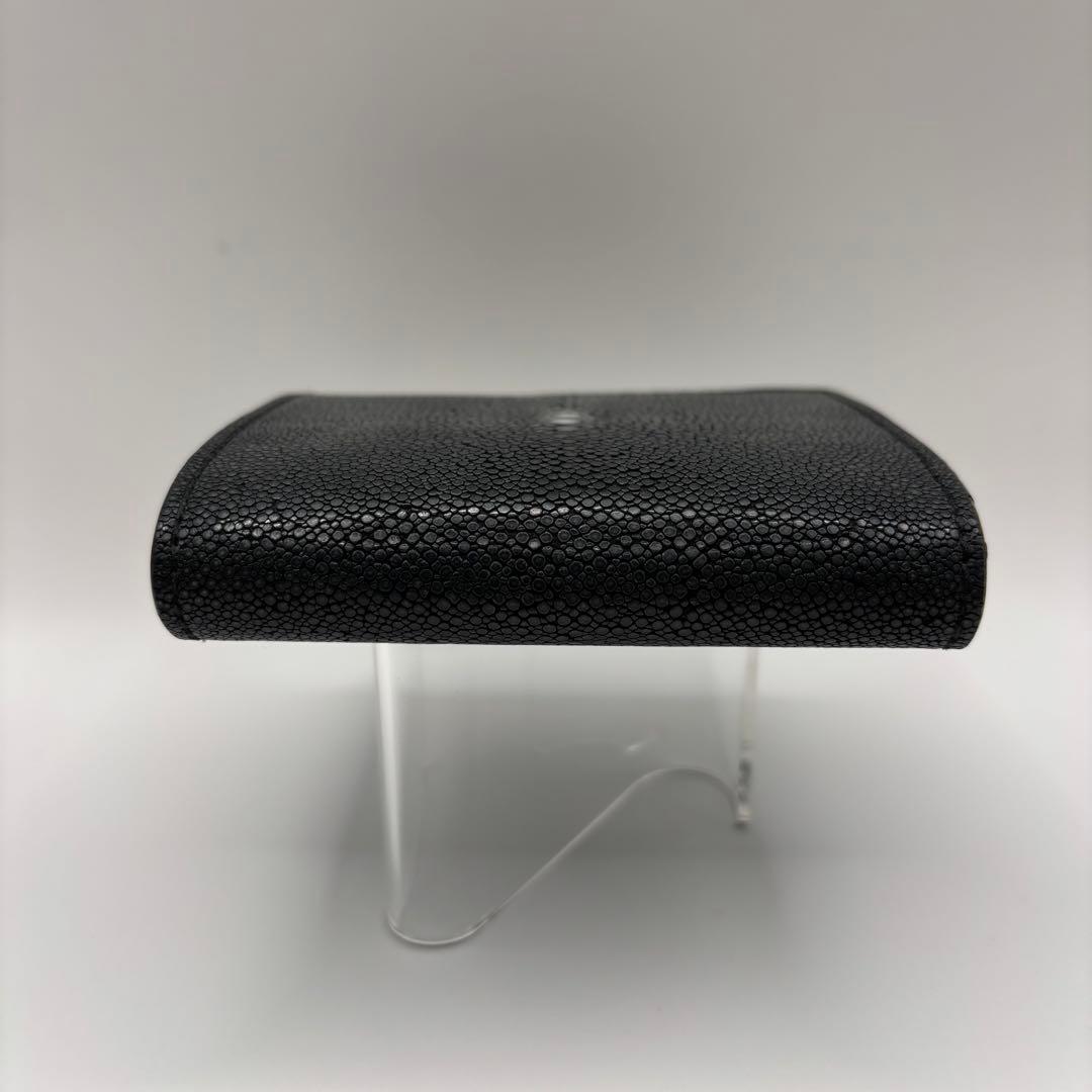 BAHARI コンパクトウォレット　二つ折り財布　ブラック　キャビア　ポリッシュ