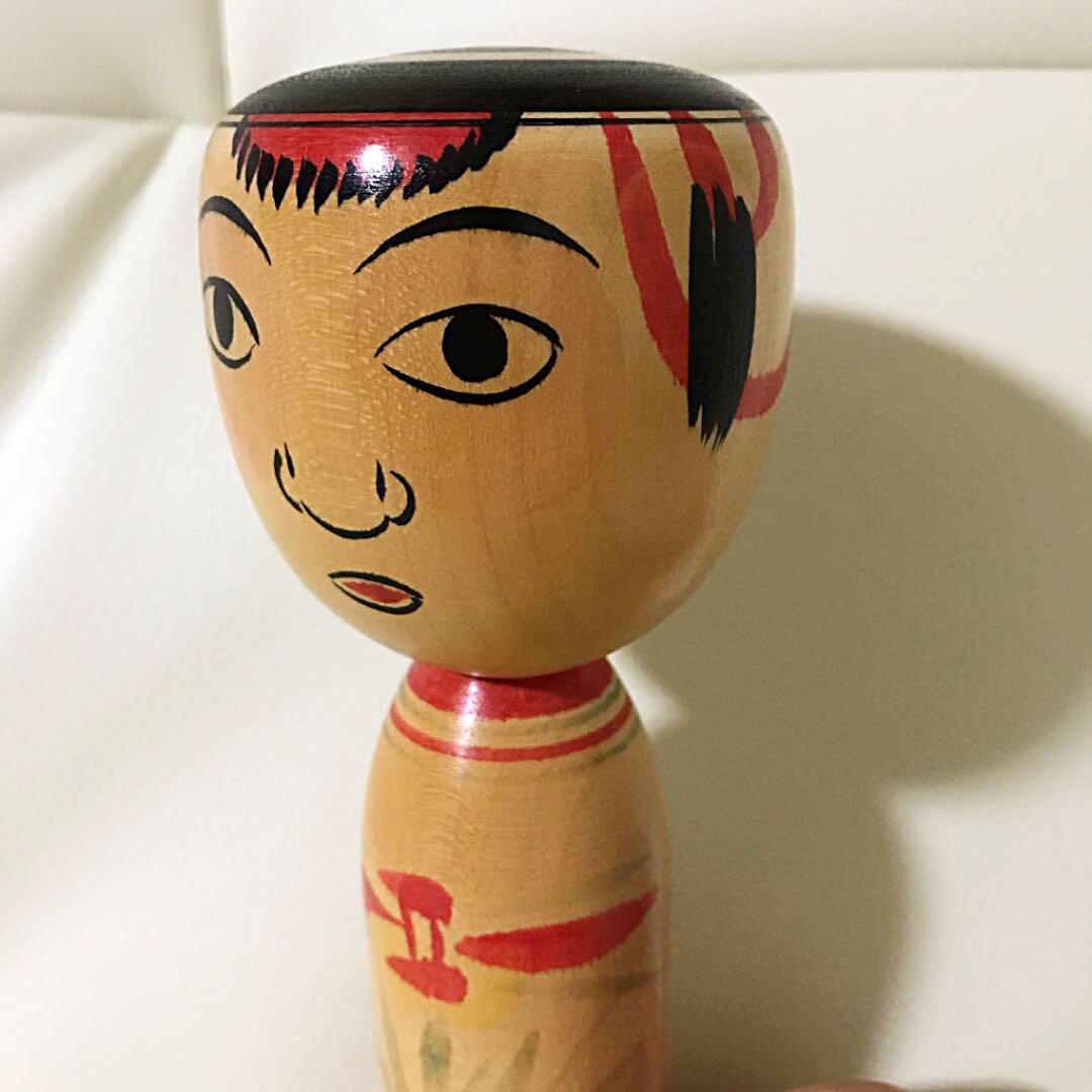 伝統こけし 土湯中ノ沢系 たこ坊主 斎藤徳寿 高さ 18.5cm 民芸品