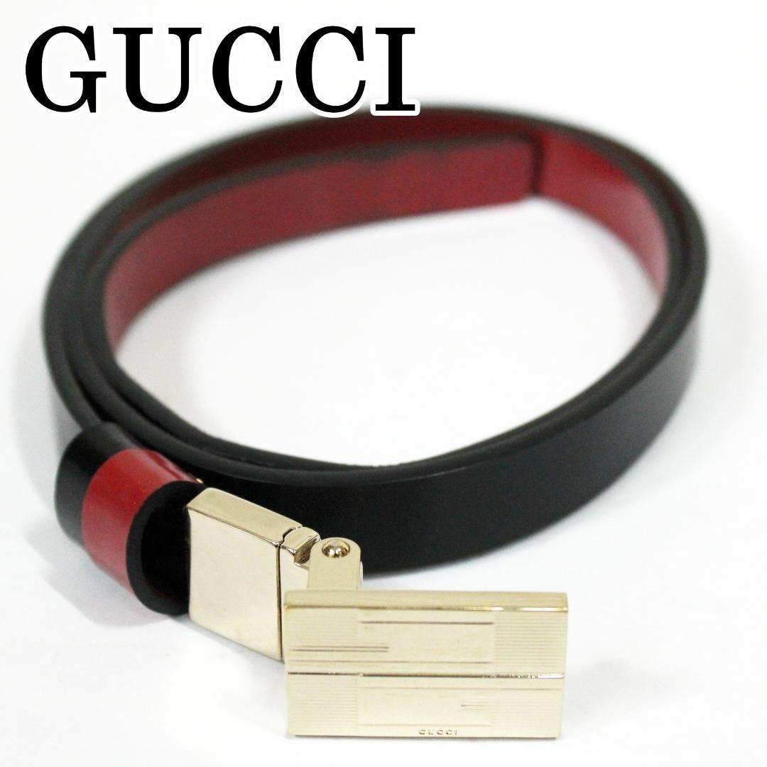 美品 グッチ ベルト GG柄バックル レザー ゴールド金具 ブラック GUCCI