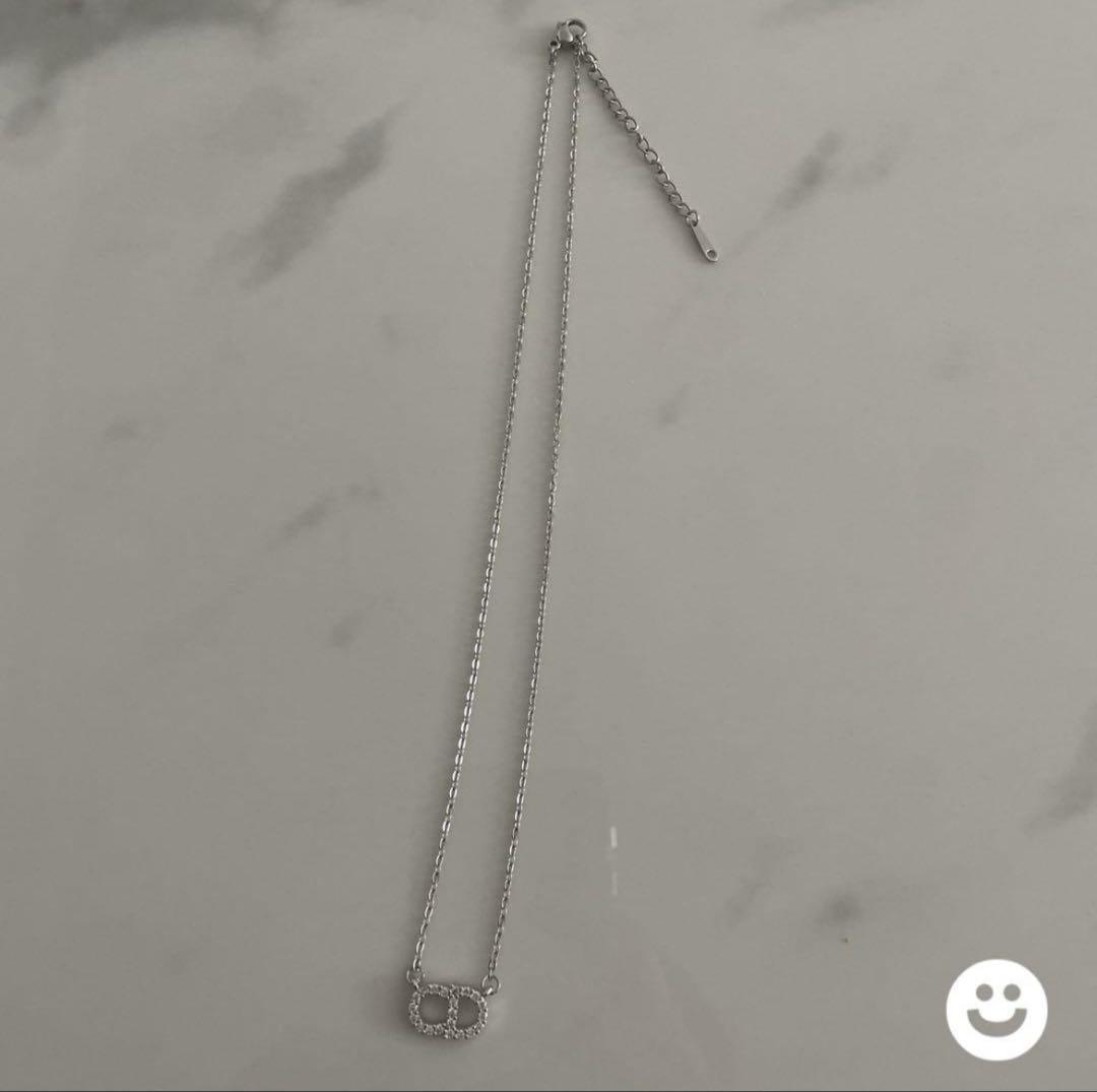 Dior CDロゴ シルバーネックレス Christian Dior ディオール CDロゴ リボン プレート チョーカー