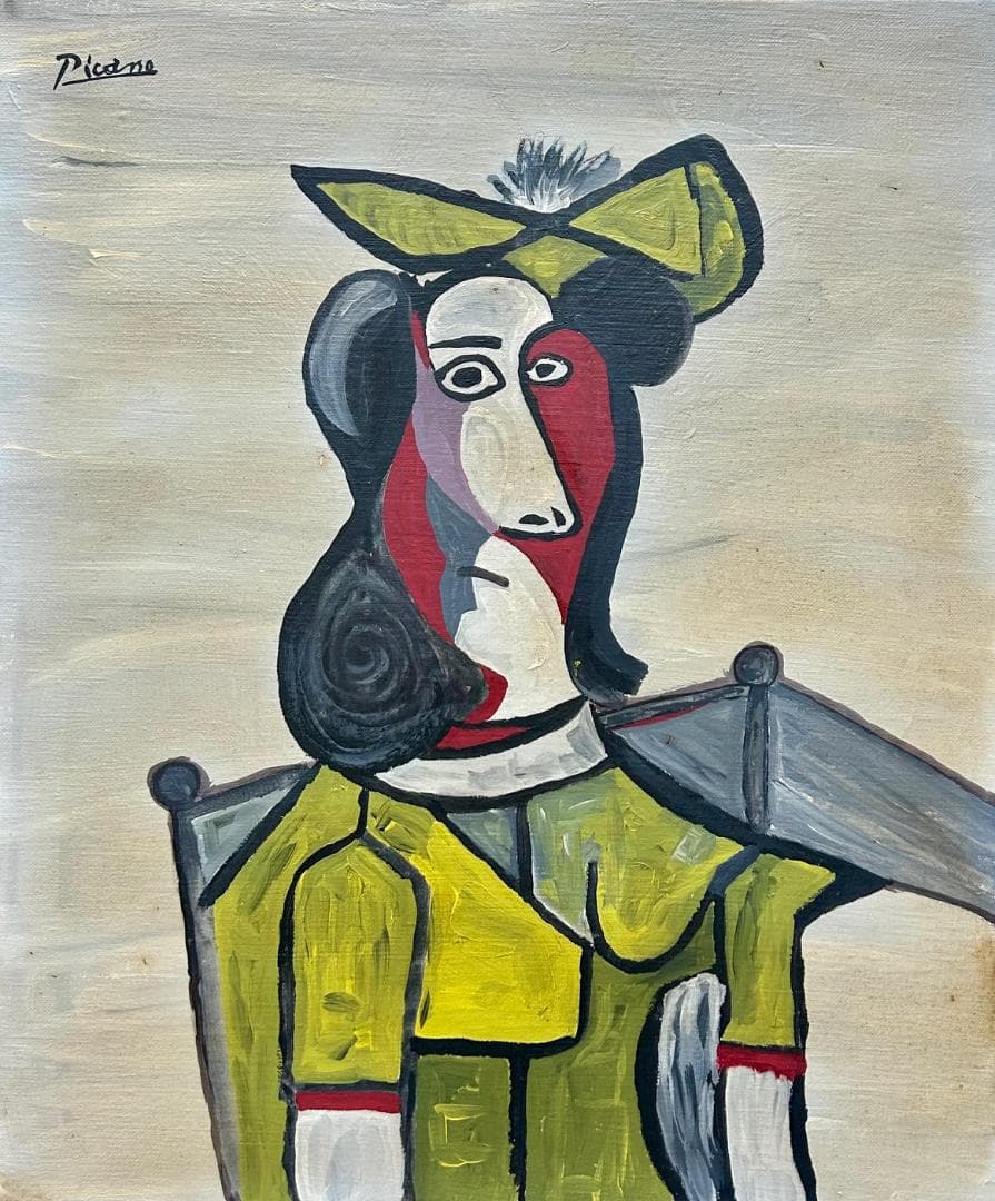 Pablo Picasso パブロピカソ　手描き F6 油彩　額無し　骨董　絵画