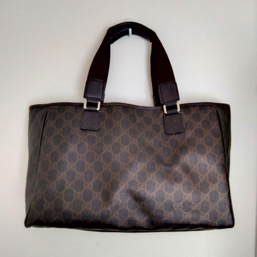 GUCCI グッチ GGスプリーム トートバッグ PVC レザー ブラウン