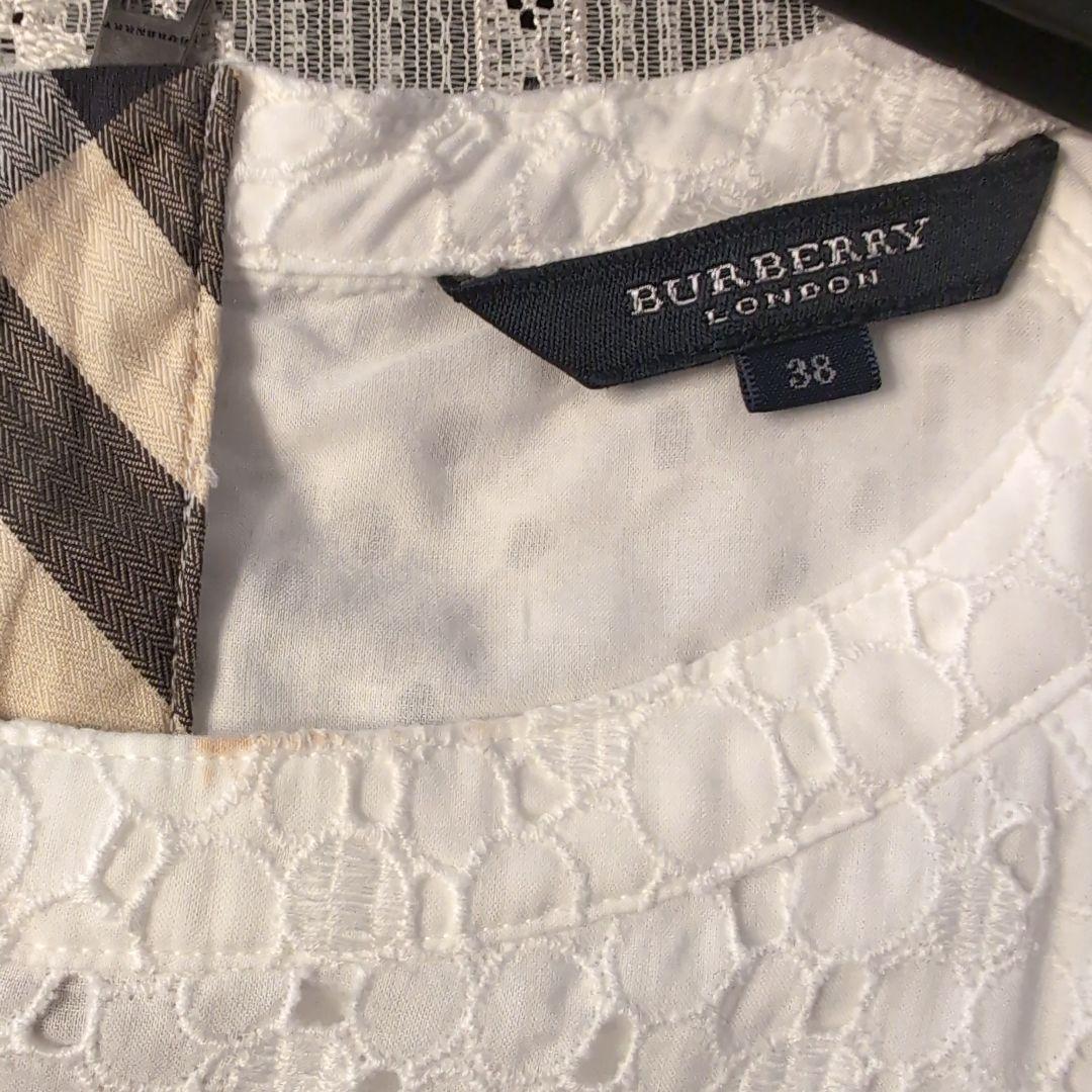 BURBERRY LONDONホワイト 半袖 ひざ丈ワンピース 38 - メルカリ
