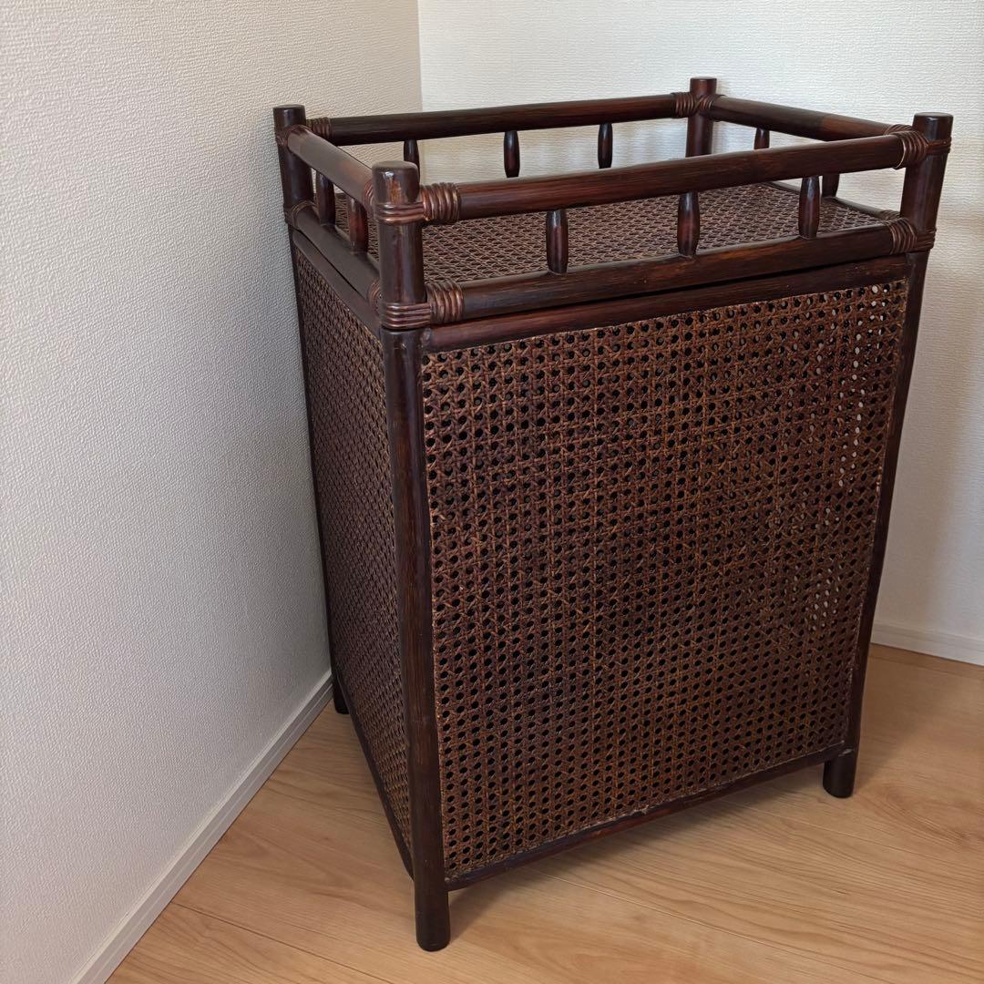 籐家具 ラタン ランドリーバスケット 脱衣かご オープントップ アンティーク目立った傷や汚れなし