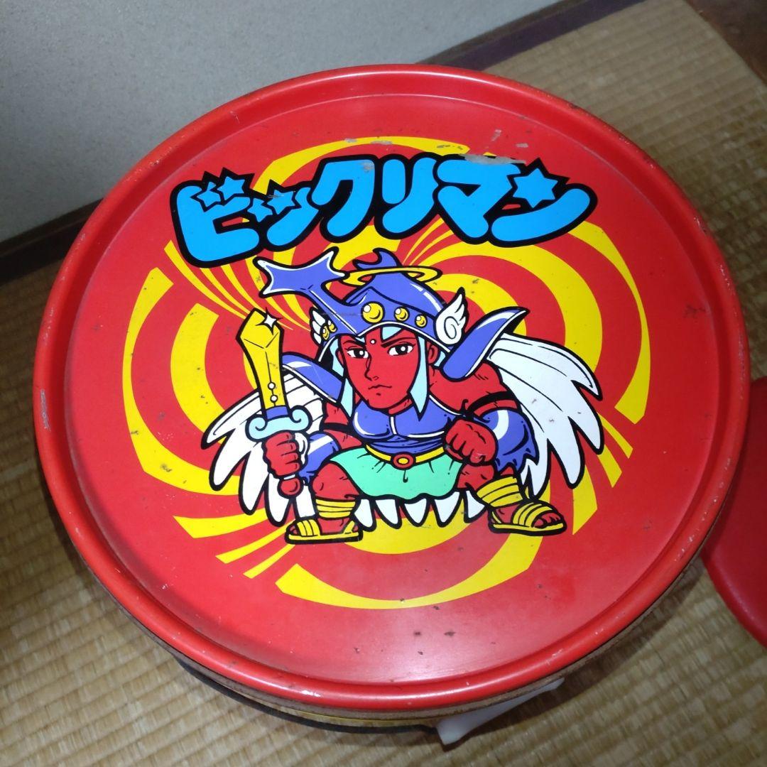 ビックリマン　ペール缶 バケツ ブリキ缶 クッション付き スツール 昭和レトロ ビックリマン ペール缶 バケツ ブリキ缶 クッション