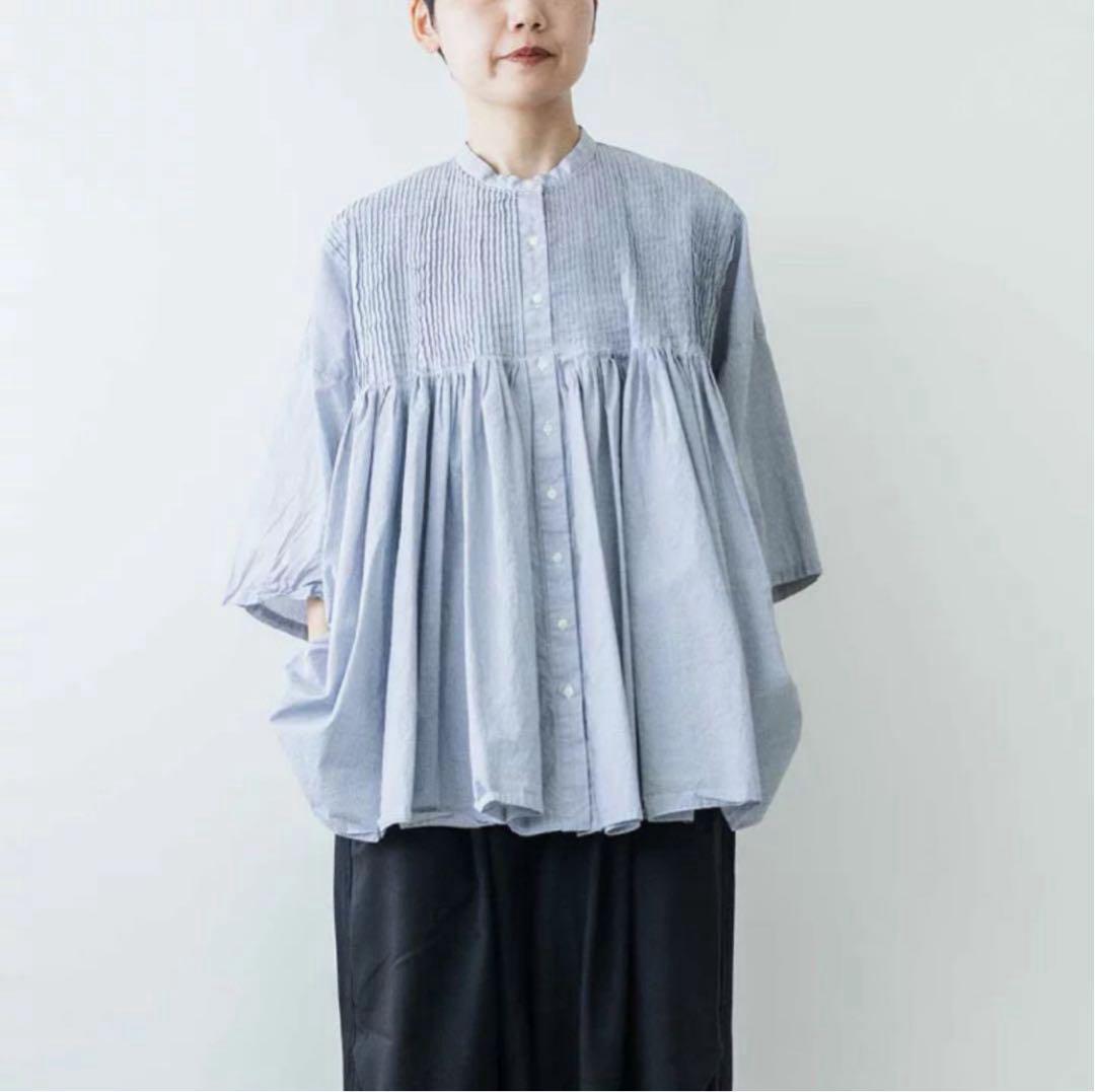 mizuiro ind 人気スタンドカラーピンタックシャツ ¥21,450