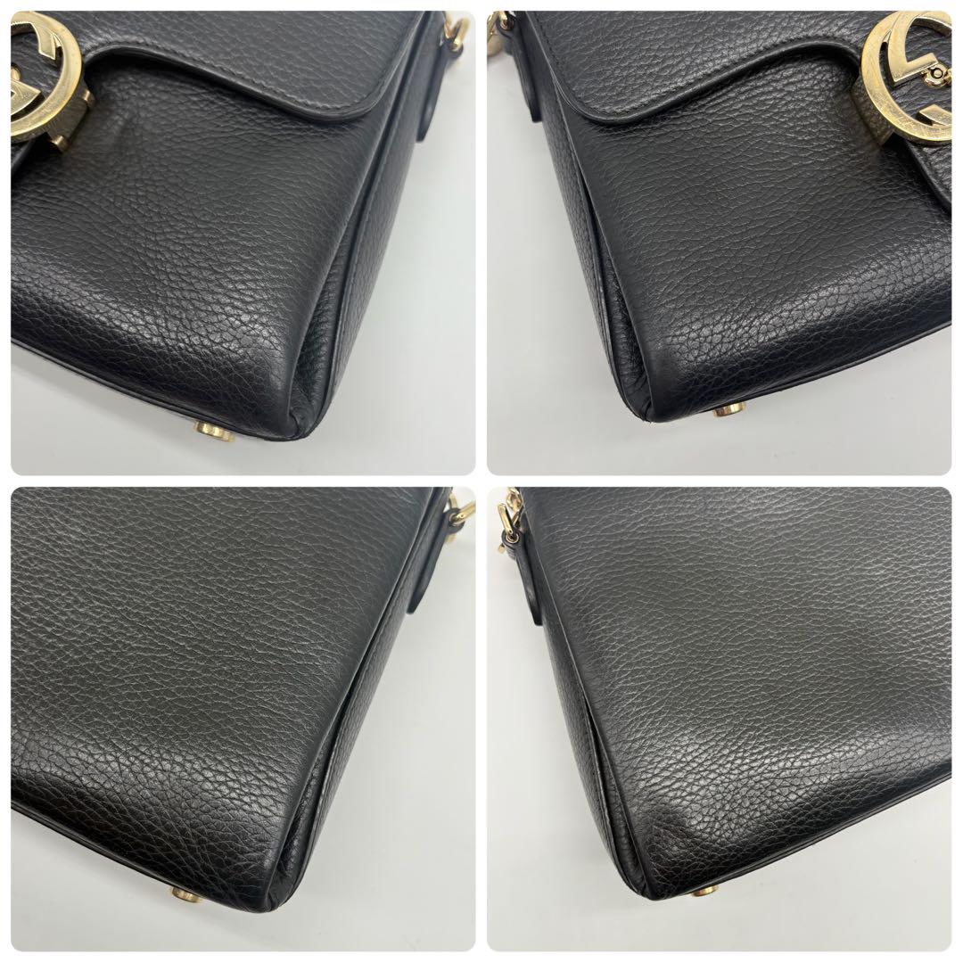 【良品！✨】GUCCI グッチ ショルダーバッグ インターロッキングg 黒