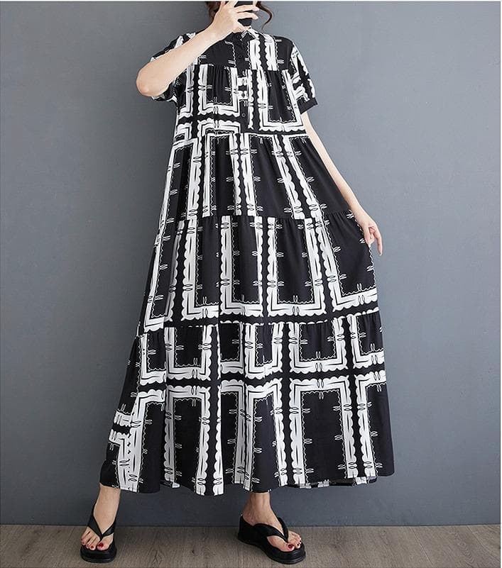 大きいサイズ レディース ロング　ワンピース　春夏 秋 新品 半袖