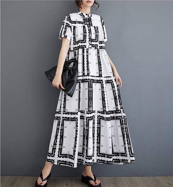 大きいサイズ レディース ロング　ワンピース　春夏 秋 新品 半袖