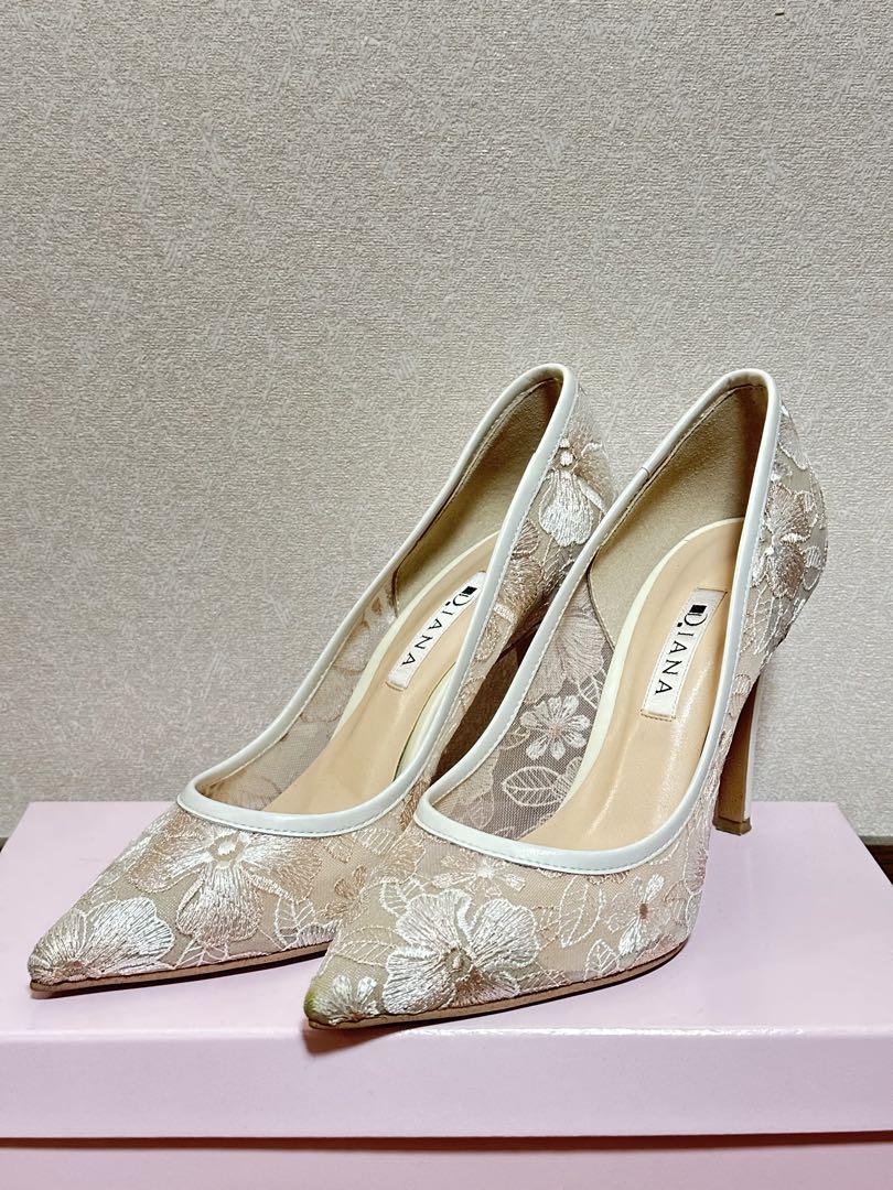 美品＊DIANA 刺繍レースパンプス 結婚式・前撮り、後撮り用 24㎝