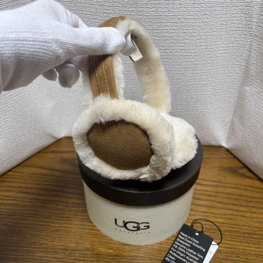UGG ブラウン 耳あて UGG アグ イヤーマフ レディース W EMBROIDERED LOGO EARMUF
