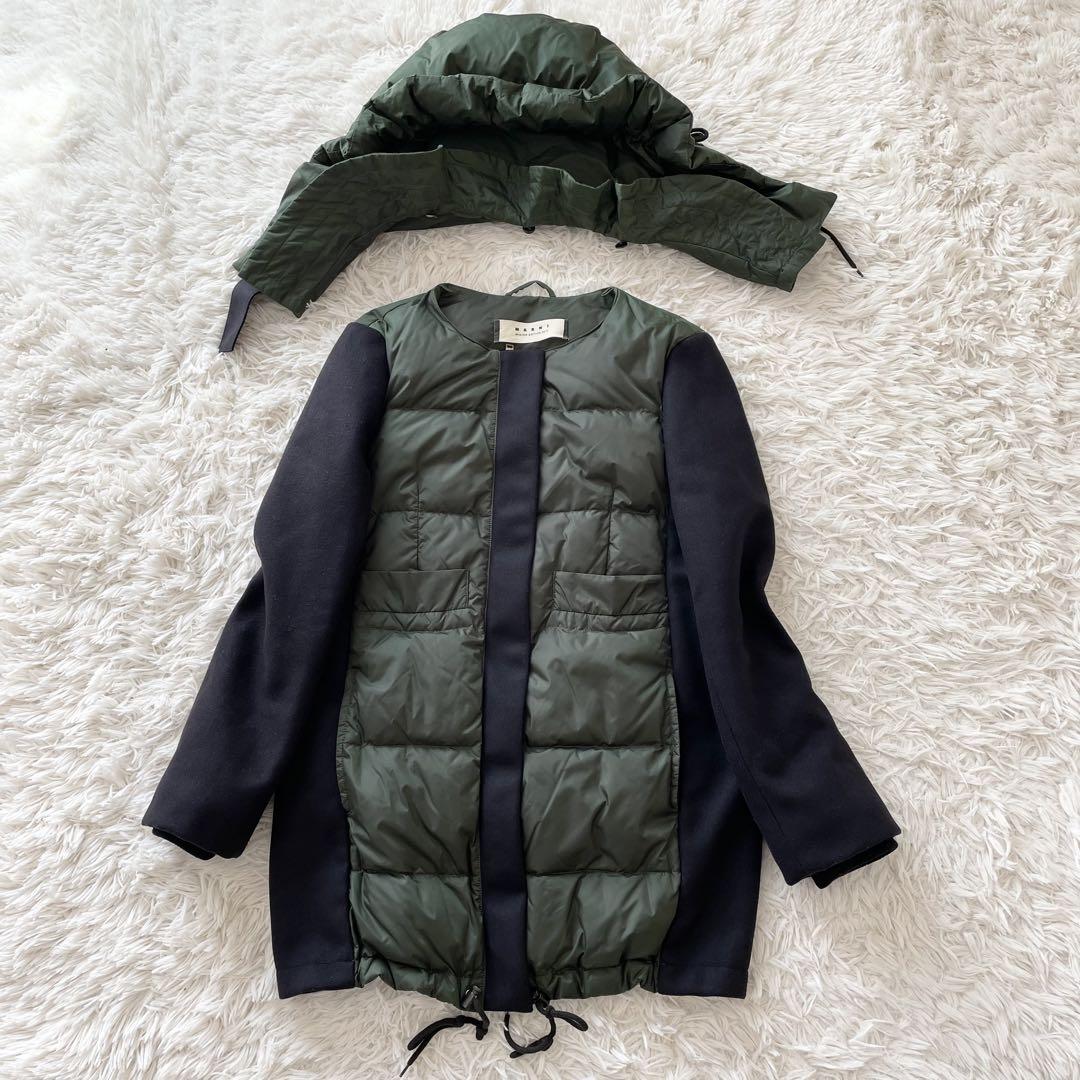 MARNI* マルニ ロゴ ダウンジャケット キルティング ネイビー