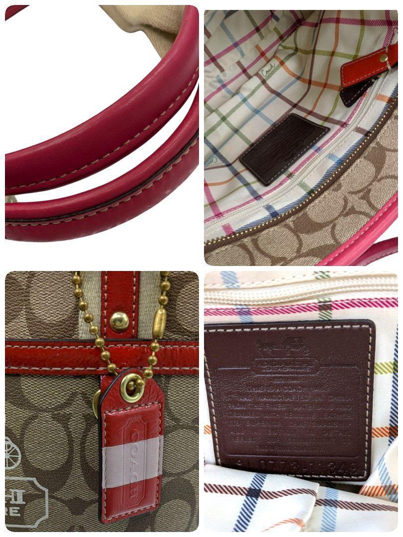 美品 COACH コーチ PVC トートバッグ チャーム ピンク - メルカリ