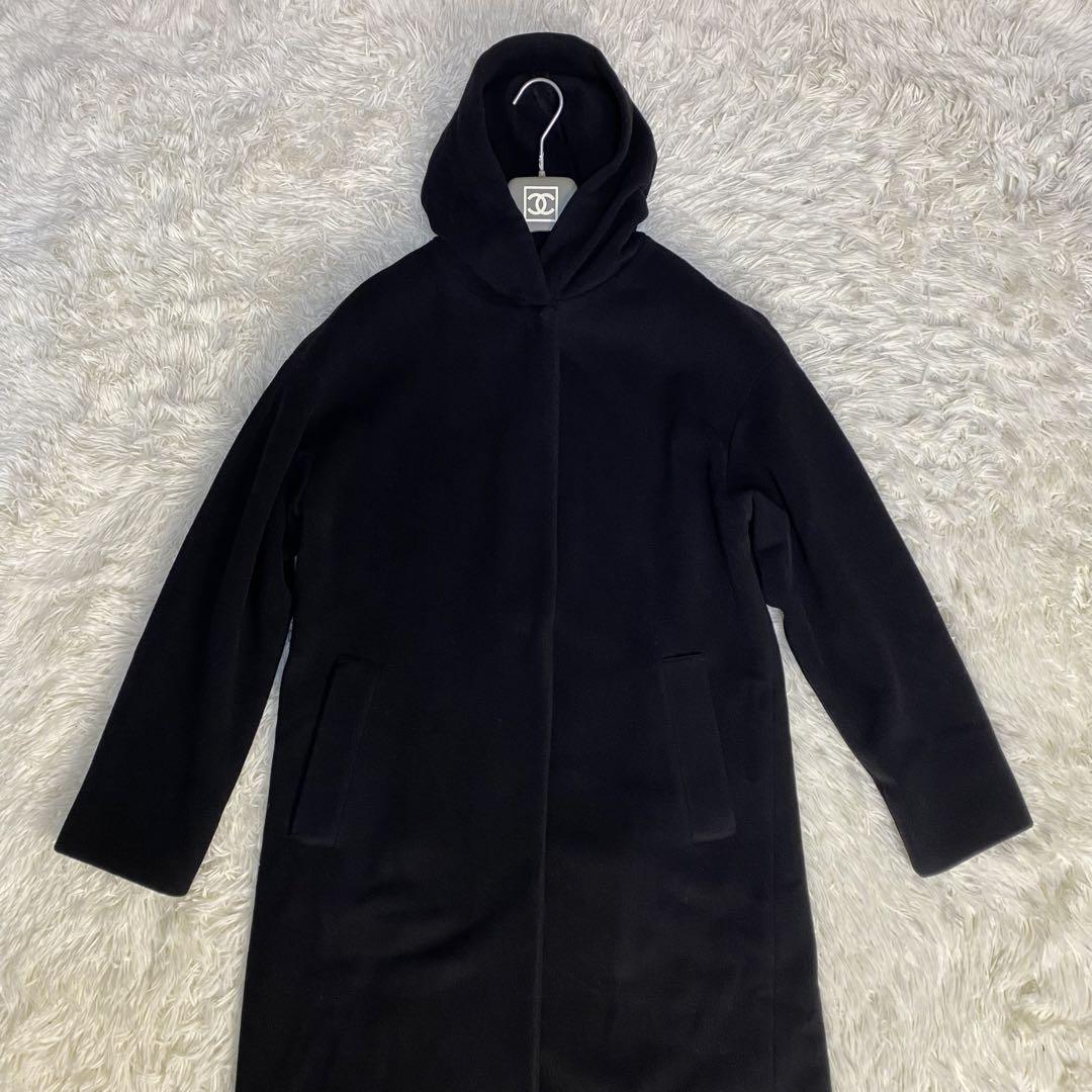 ICB アイシービー　ロングコート　フーデットコート　L L カシミヤ混