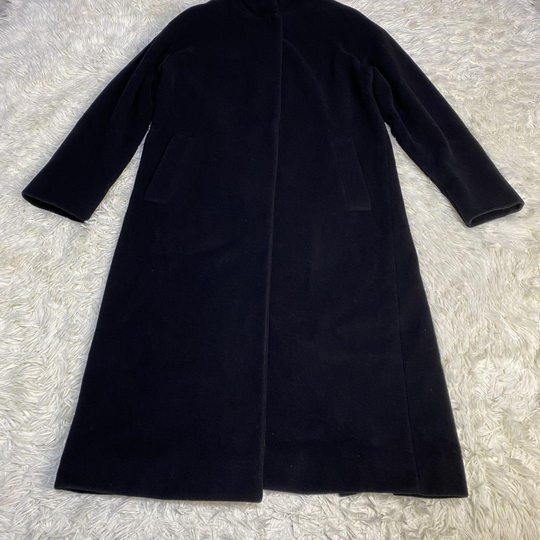 ICB アイシービー　ロングコート　フーデットコート　L L カシミヤ混