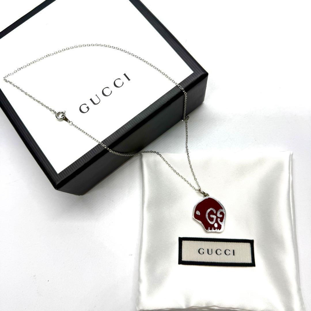 入手困難 GUCCI グッチ ネックレス ゴースト スカル レッド シルバー 銀 入手困難 GUCCI グッチ ネックレス ゴースト スカル レッド