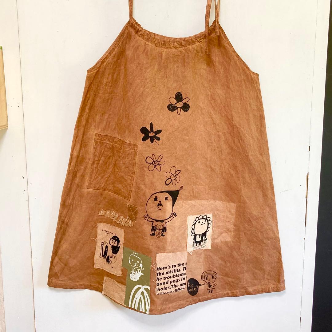 柿渋染めジャンパースカート　オリジナルイラスト