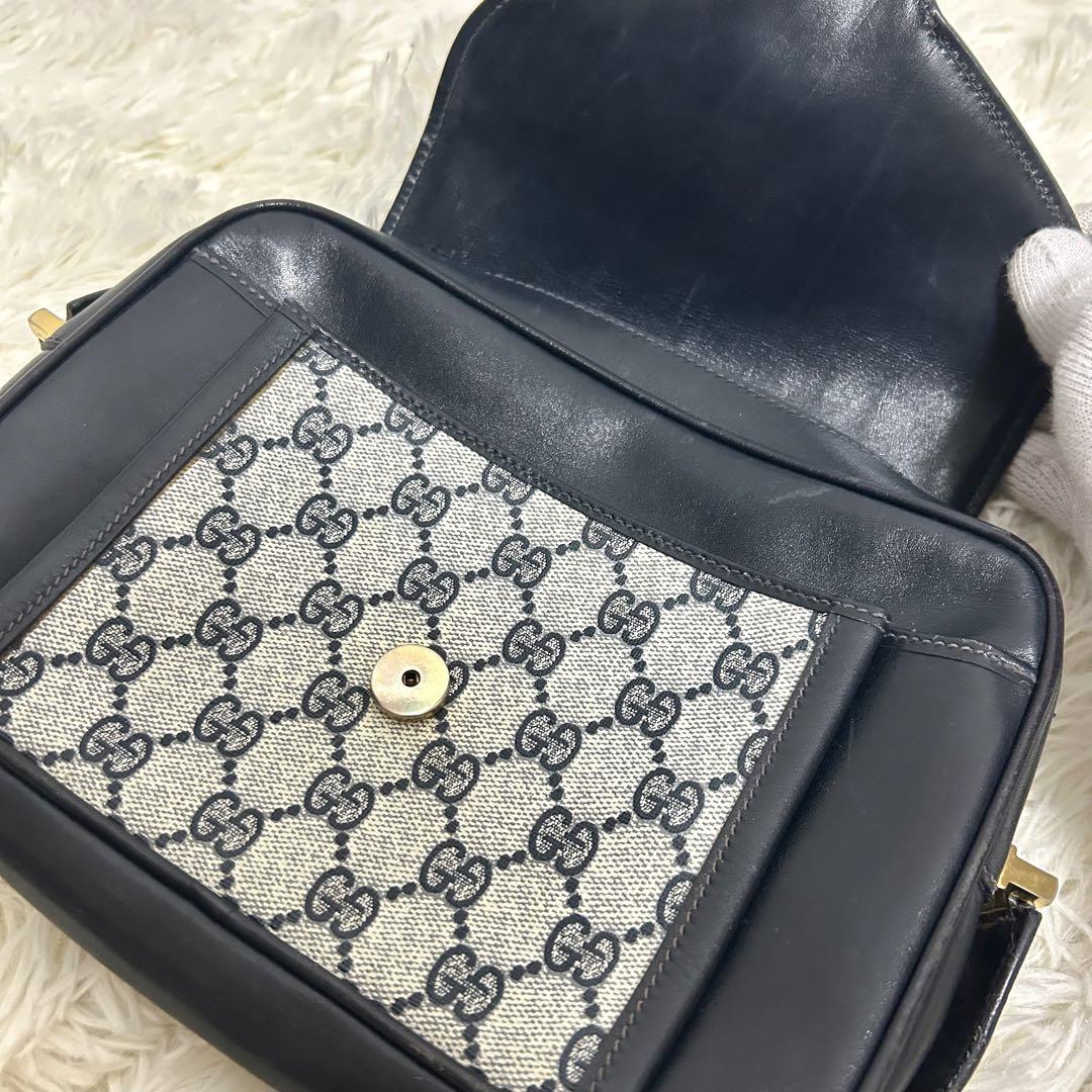 オールドグッチ OLD GUCCI ショルダーバッグ シマ ロゴ金具