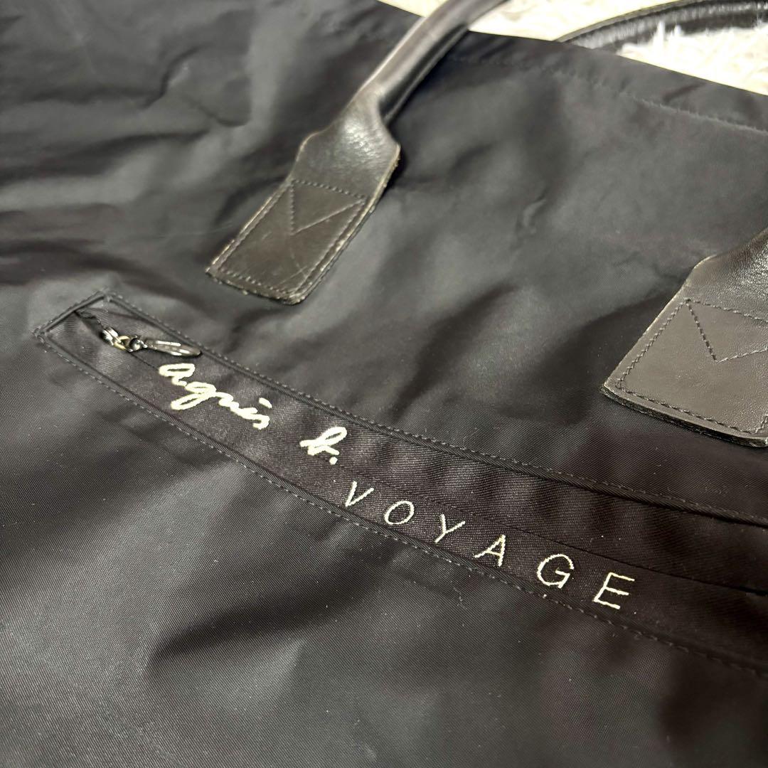 ✨美品✨agnes b アニエスベー ボストンバッグ レザー ナイロン　ブラック