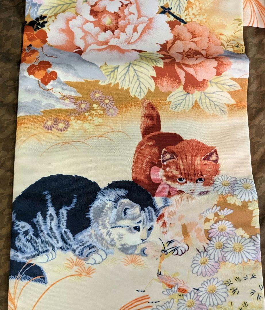 アンティーク復刻柄名古屋帯　猫