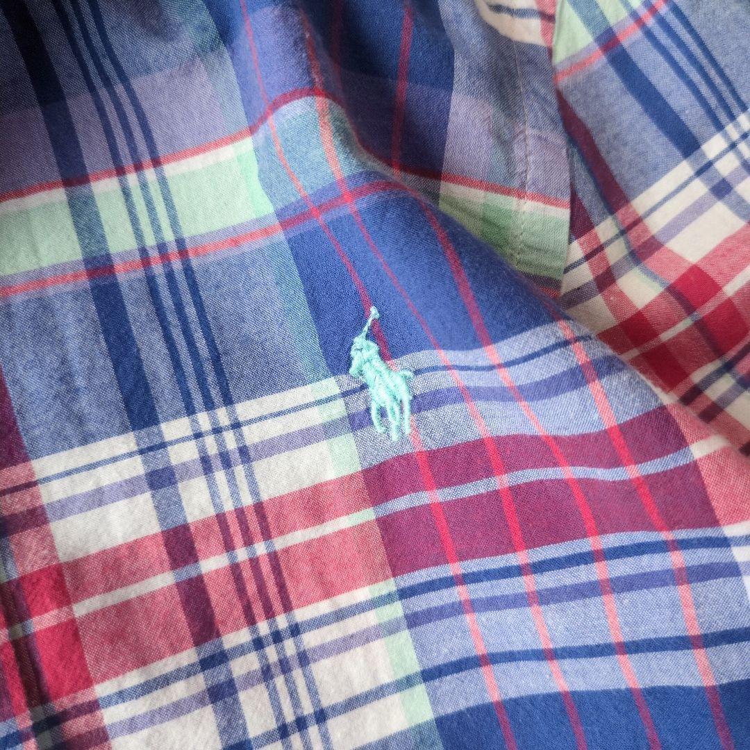 ラルフローレン　国内正規　メンズライク　近年モデル　ポニー刺繡　薄手　半袖シャツ ラルフローレン 国内正規 ポニー刺繡 マドラスチェックシャツ