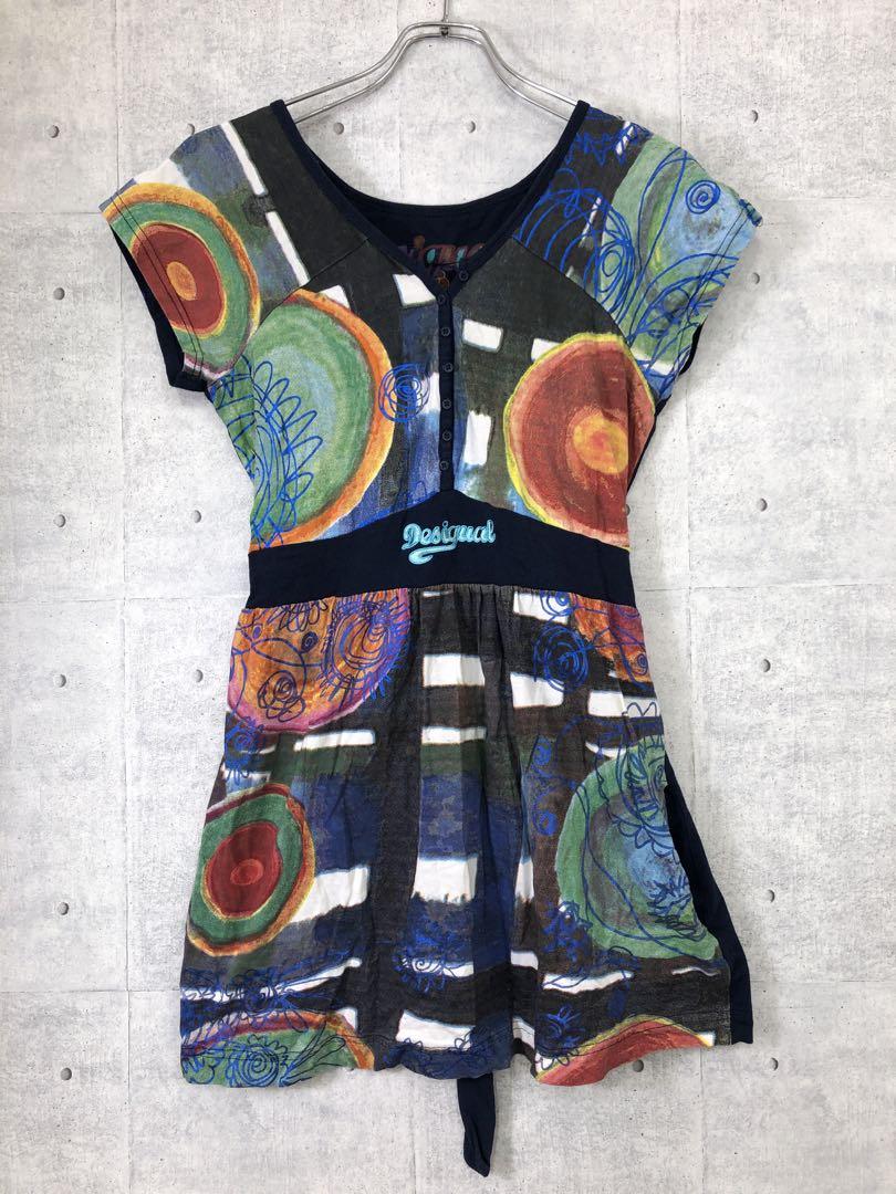 Desigual スパニッシュモード リゾート アートデザイン ミニワンピース