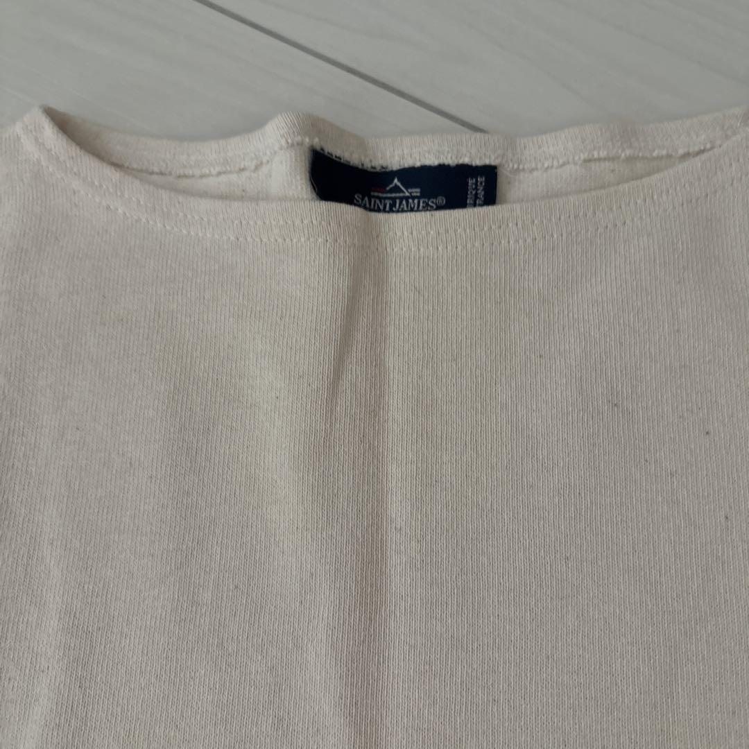 T4【水通しのみ未使用】バスクTシャツ　セントジェームス　肘パッチ生成り