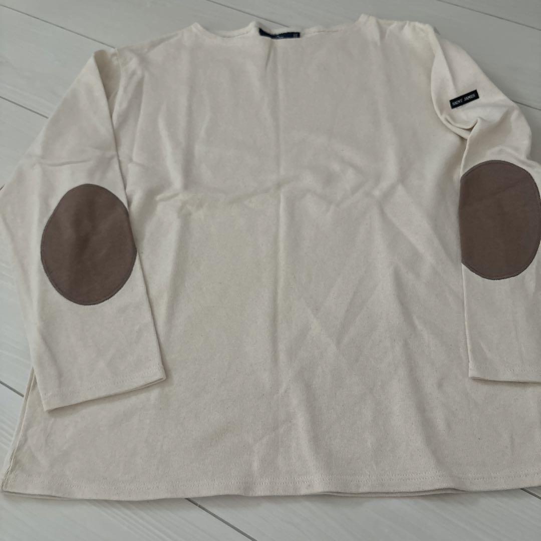 T4【水通しのみ未使用】バスクTシャツ　セントジェームス　肘パッチ生成り