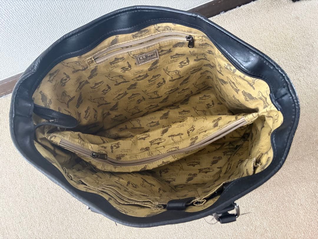 L LBEAN ブラックレザートートバッグ