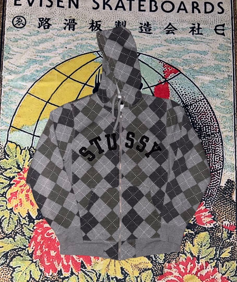 stussy ステューシー アーガイル ジップパーカー mM・STUSSY