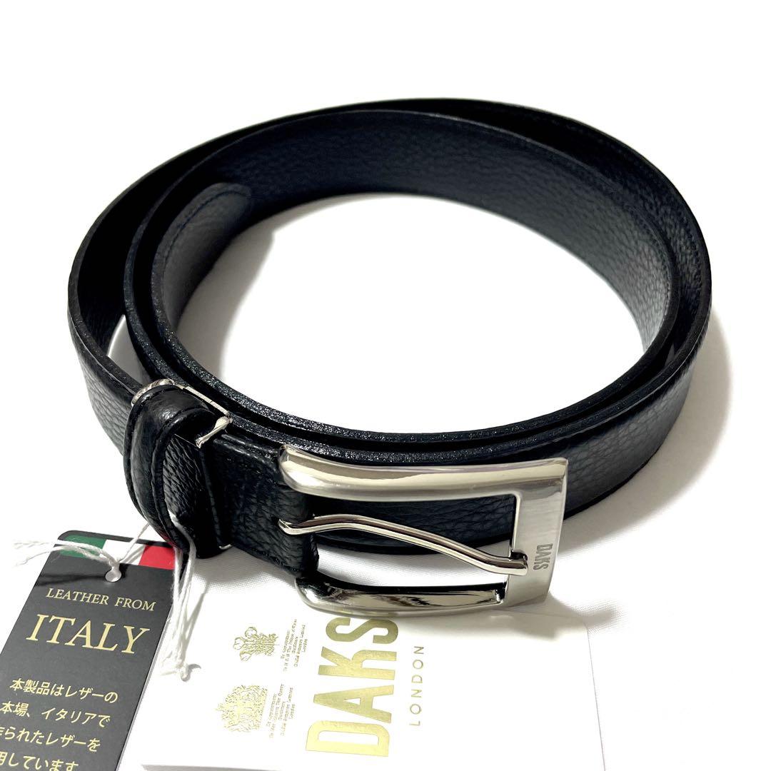 新品　DAKS ダックス　紳士用　日本製　イタリアンレザー　ベルト　ブラック