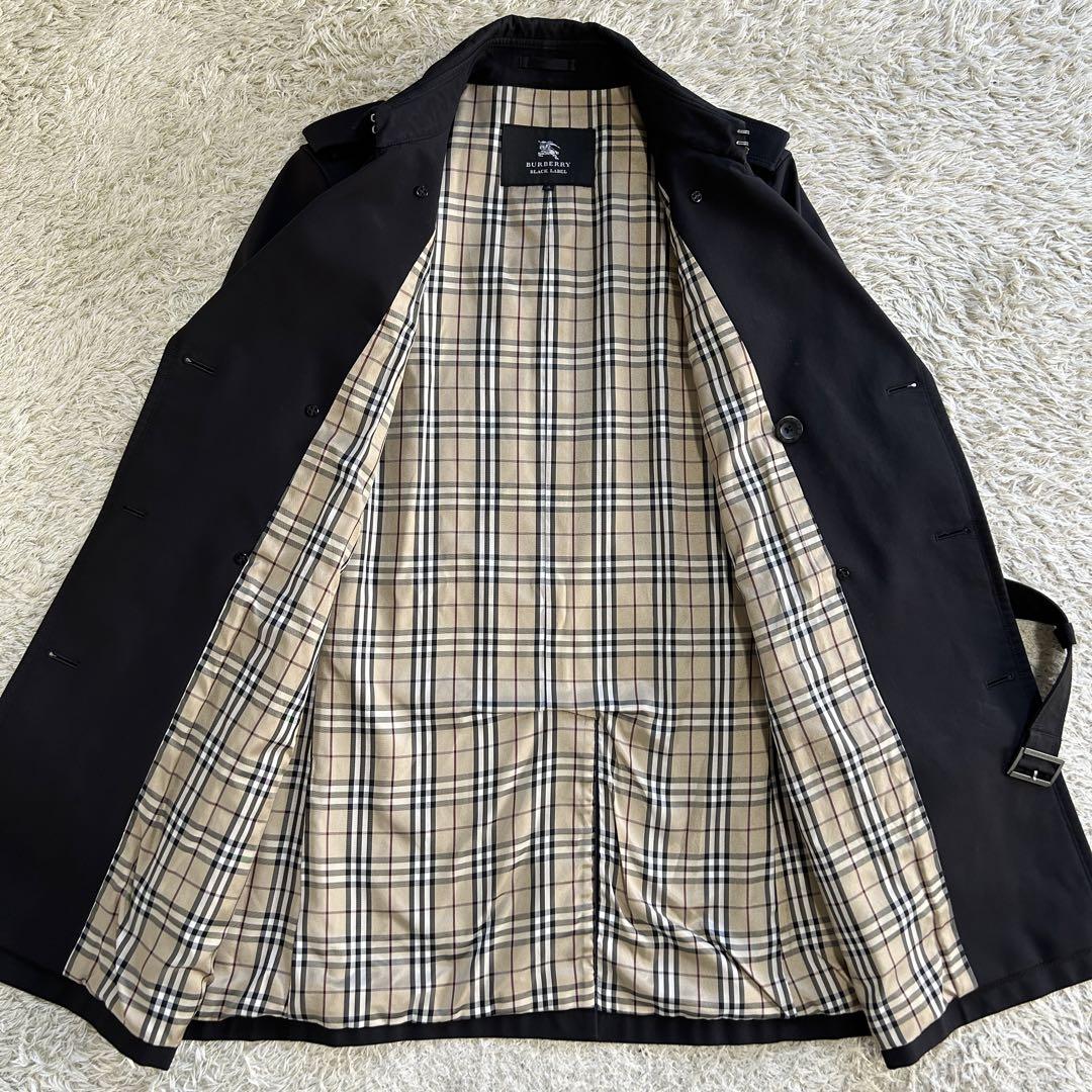 【美品】バーバリーブラックレーベル トレンチコート ノバチェック 黒 LL