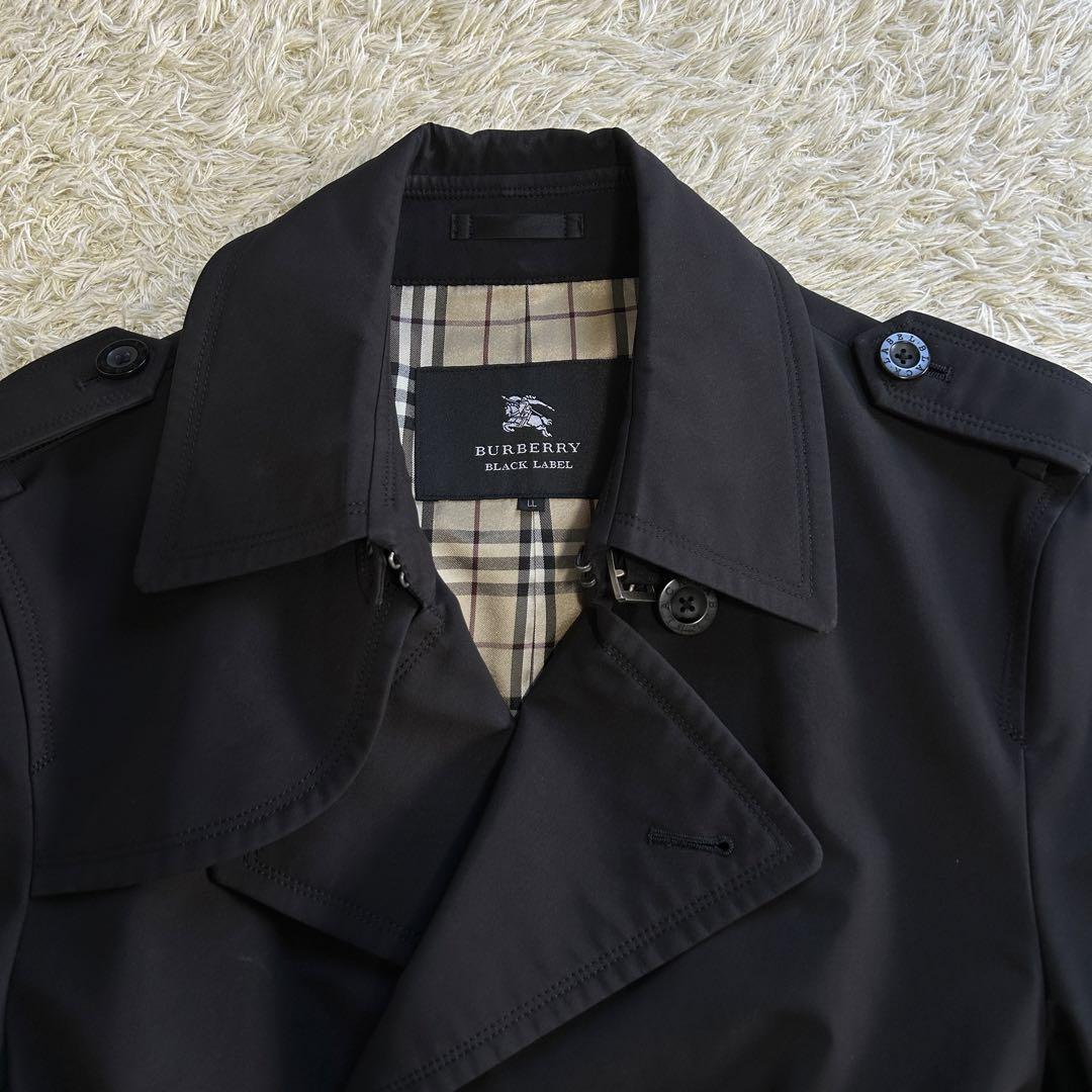 【美品】バーバリーブラックレーベル トレンチコート ノバチェック 黒 LL