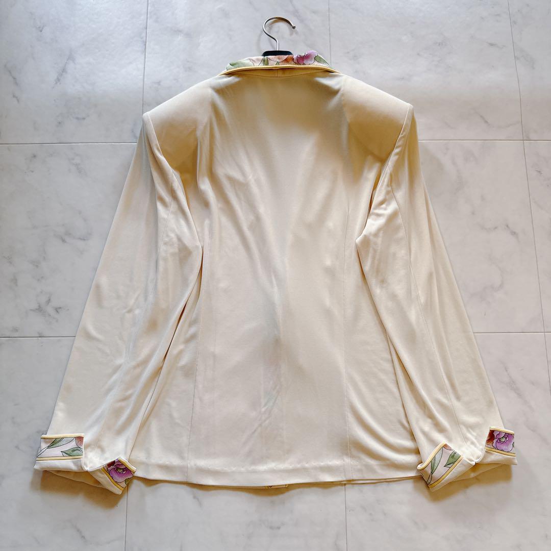 美品✨レオナール 上質カンカン ジャケット 羽織 花柄 トリム 大きいサイズLL