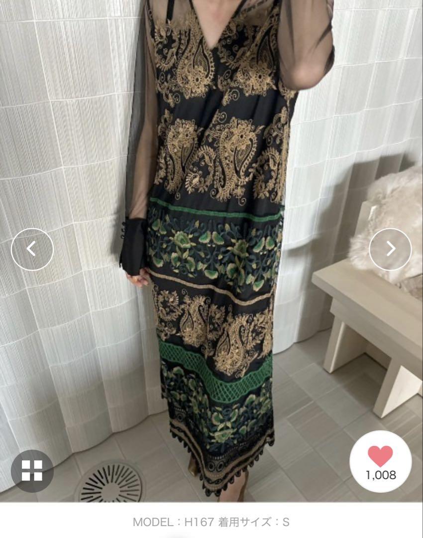 PAISLEY EMBROIDERY DRESS ブラックM Paisley Print Embroidered Dress in LENZING™ ECOVERO™ Black