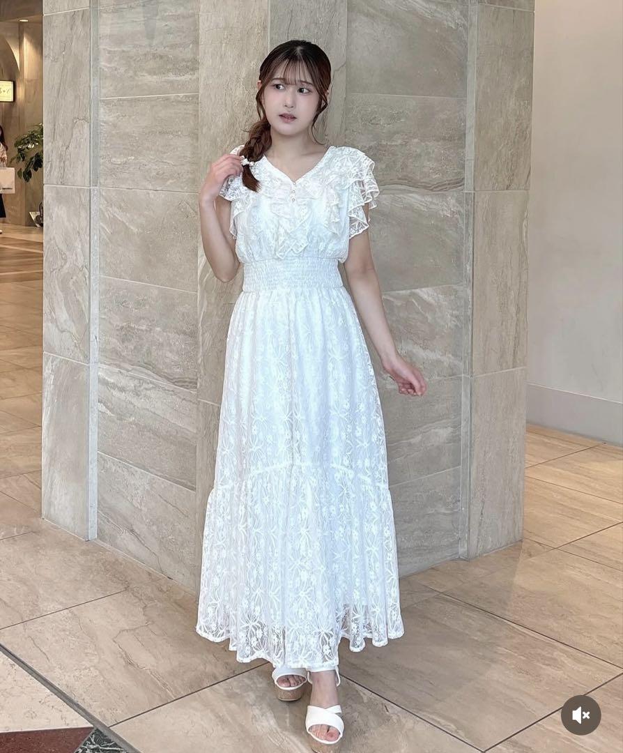 dazzlin バックリボンレースノースリワンピース