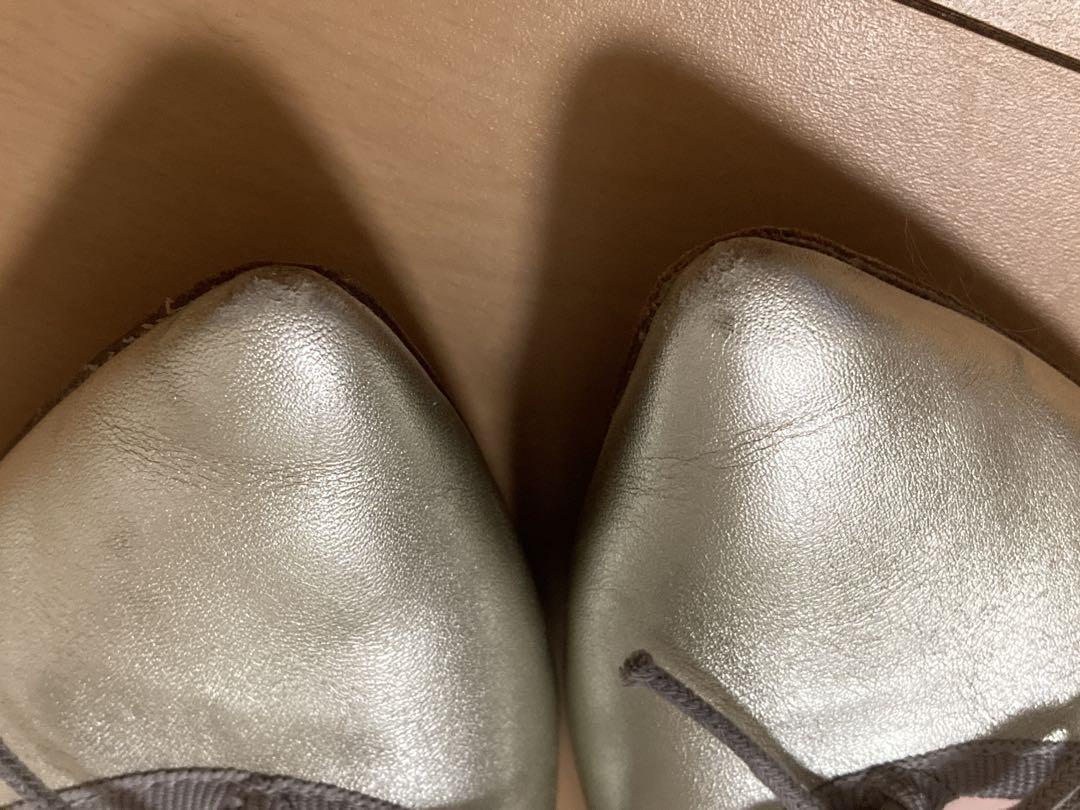 Repetto シルバー ポインテッドトゥ バレエシューズ