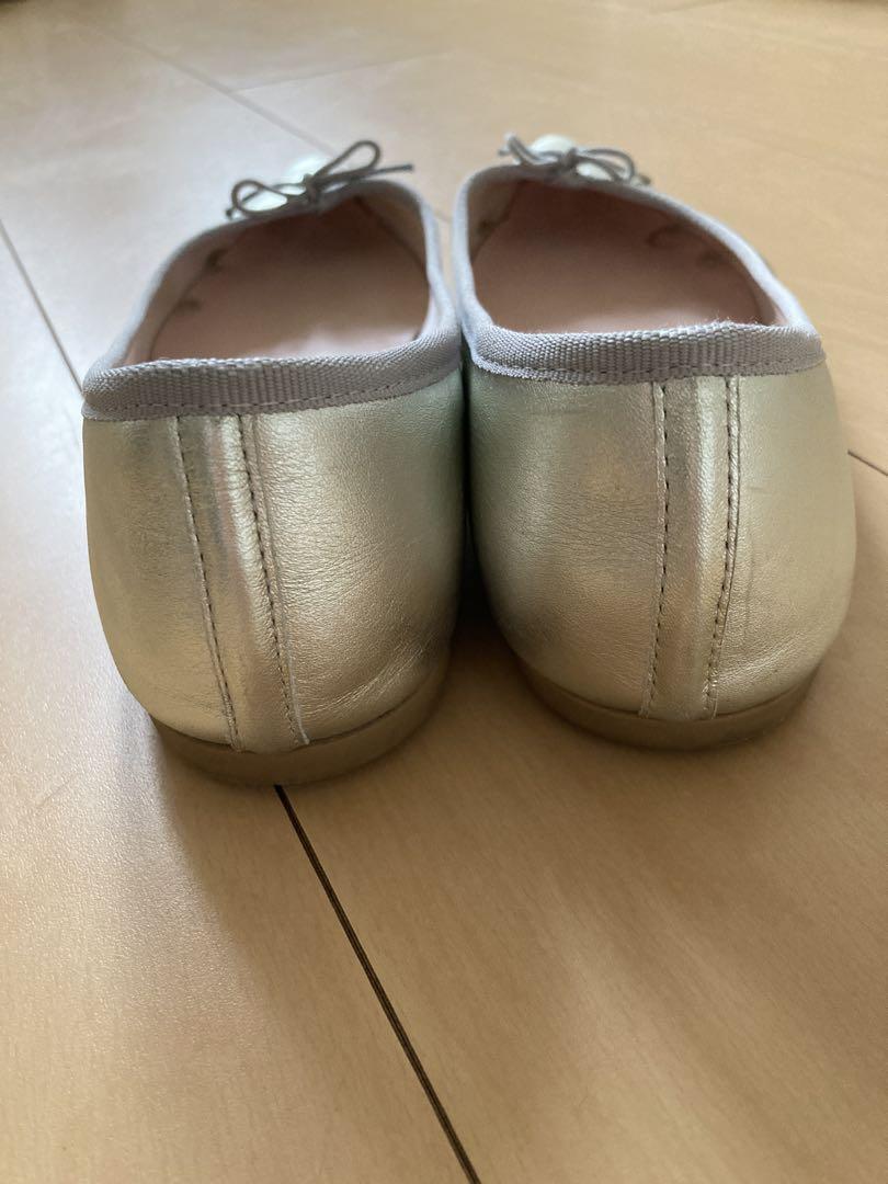Repetto シルバー ポインテッドトゥ バレエシューズ