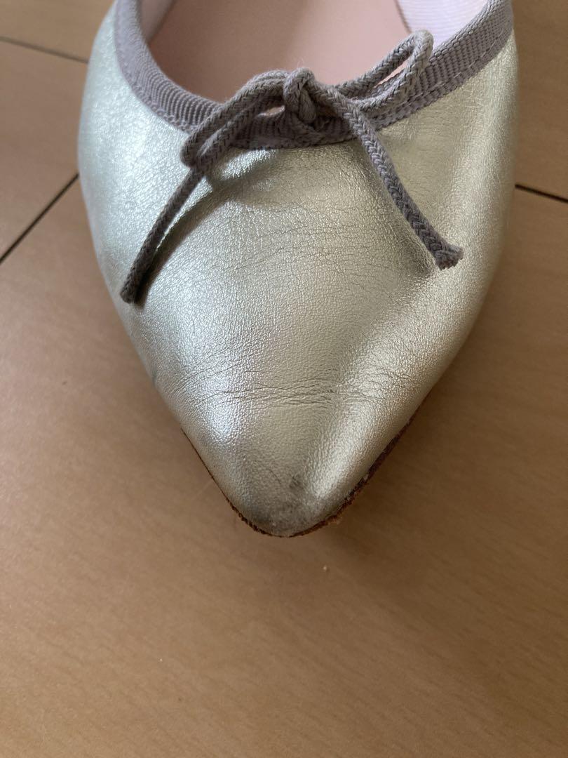 Repetto シルバー ポインテッドトゥ バレエシューズ