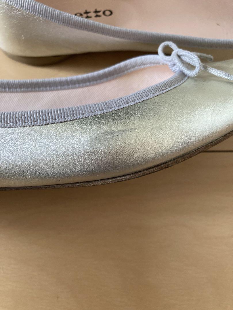 Repetto シルバー ポインテッドトゥ バレエシューズ