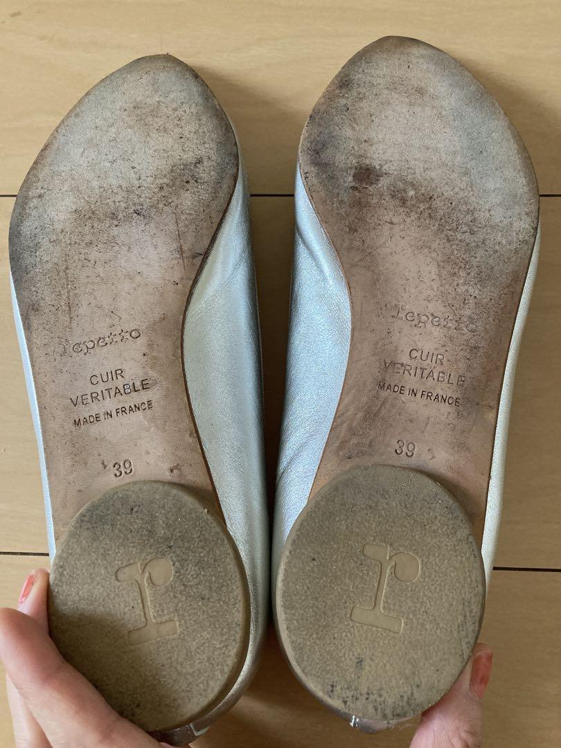 Repetto シルバー ポインテッドトゥ バレエシューズ