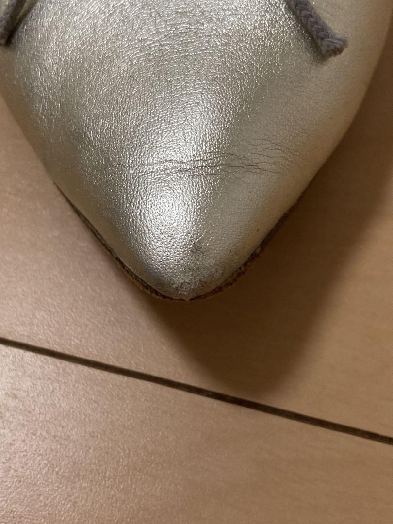 Repetto シルバー ポインテッドトゥ バレエシューズ
