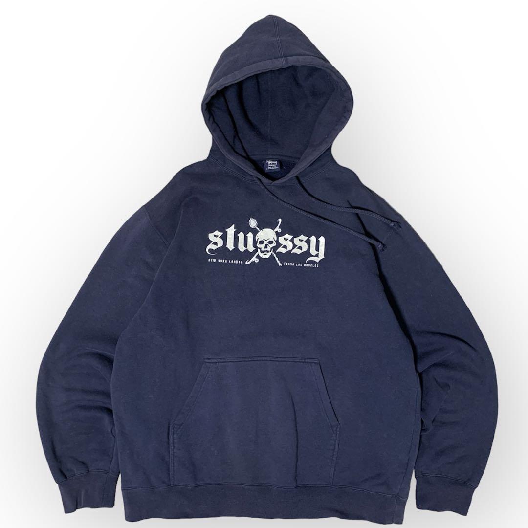 【超希少/USA製】Stussy オールドステューシー スカルロゴパーカー