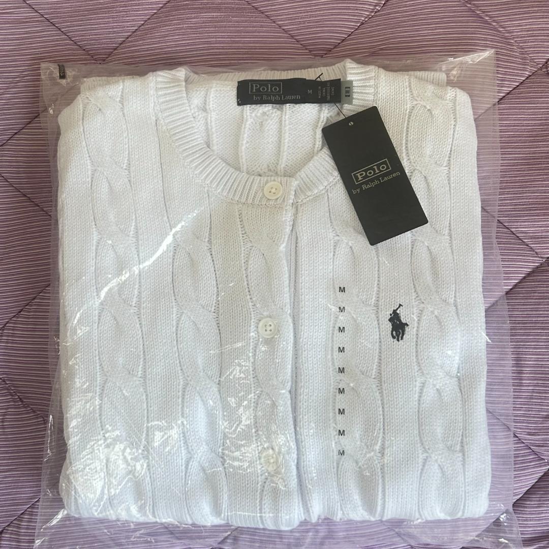 POLO RALPH LAUREN - 【美品】半袖ニット(白・ケーブル編み・胸