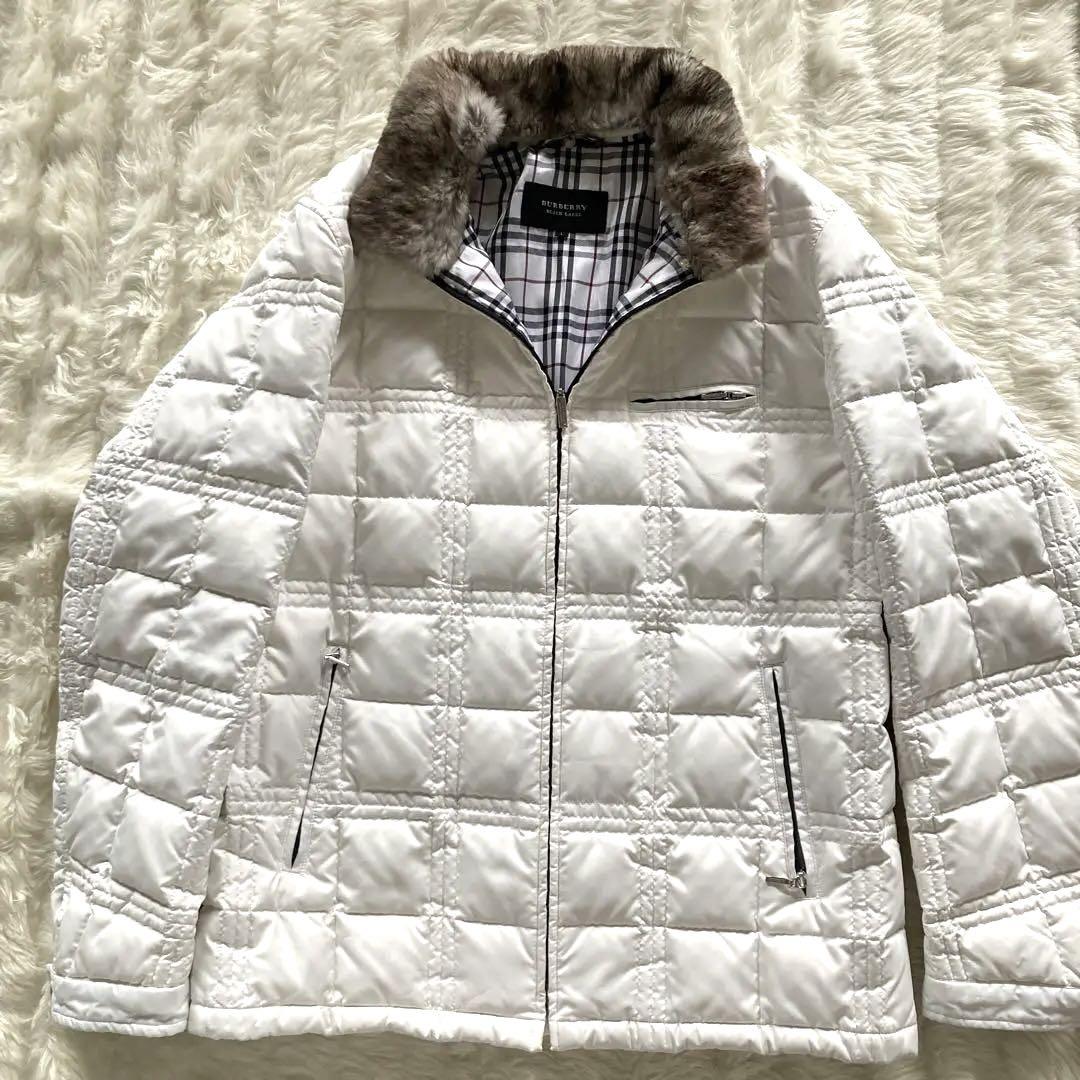 Burberry BLACK LABEL ホワイト ダウンジャケット チェック