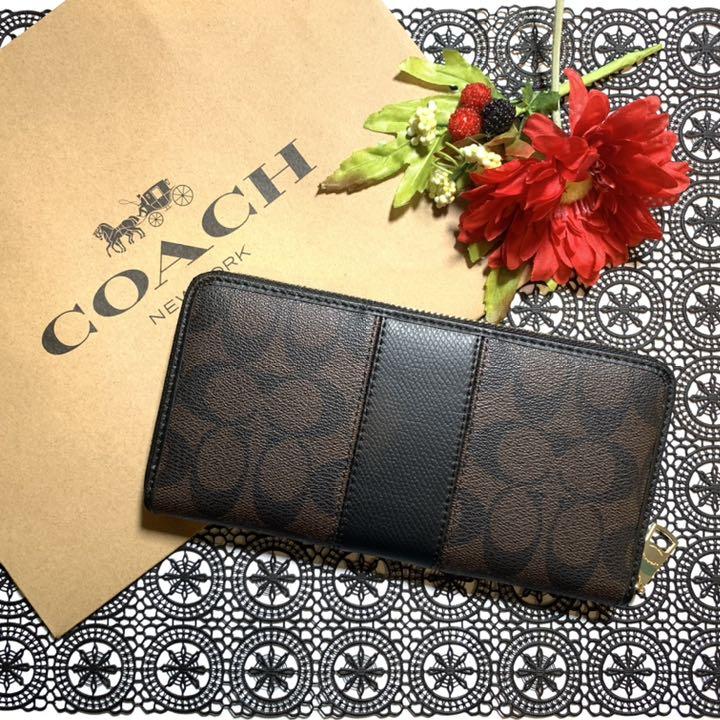 大得価安い COACH シグネチャー ブラック ストライプ JyvBT-m32190888943 コーチ ダークブラウン 最新作即納