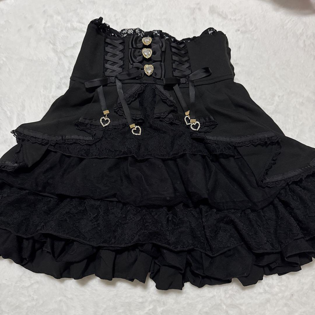 LISLISA フロントカシュクールスカート ブラック