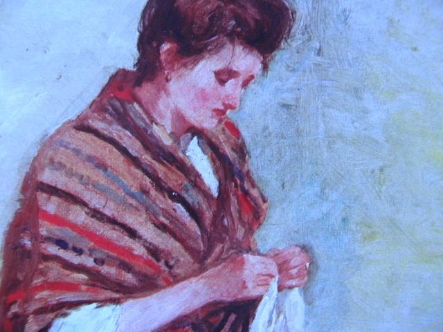 浅井忠、【ぬいもの】、年代物・希少な画集画、新品高級額 額装