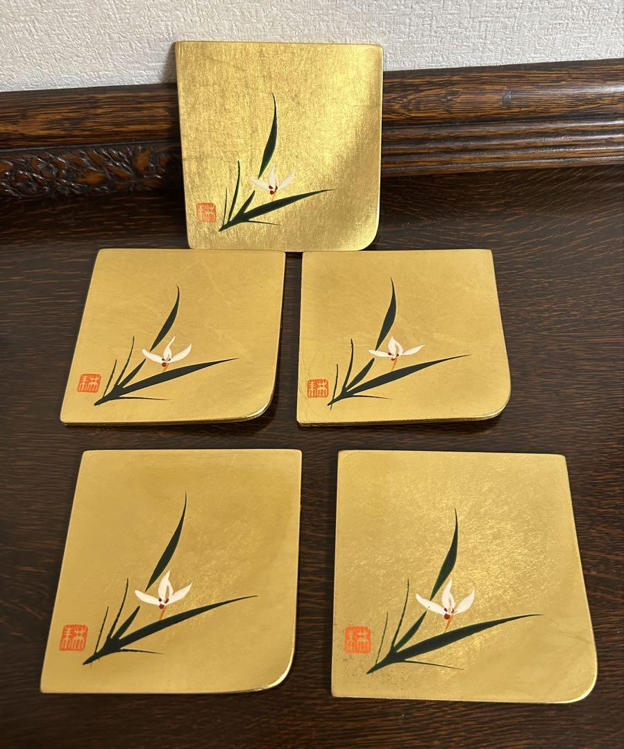 平安象彦 金彩 銘々皿 5枚 菓子皿 角皿 金沢金箔 銘々皿 菓子皿 角皿 5枚 - メルカリ